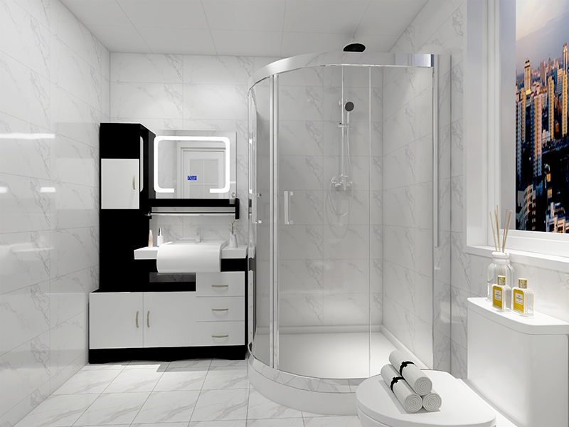128平三居室新房裝修 重慶鴻笙苑玻璃淋浴房安裝 現代簡約風格